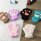 Cute Women Winter 1Pair Warm Fingerless Lovely Gloves Fluffy Colorful Comfortable Gloves For Autumn
