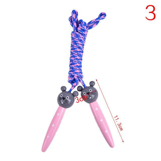 Cute Wood Handle Kids Children Skipping Jump Adjustable Cotton Jump Ropes For Kids Skipping Fitness Rope Wooden Handle Jumping Rope For Children Exercise Workout Activity Stevvex