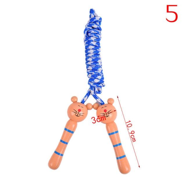 Cute Wood Handle Kids Children Skipping Jump Adjustable Cotton Jump Ropes For Kids Skipping Fitness Rope Wooden Handle Jumping Rope For Children Exercise Workout Activity Stevvex