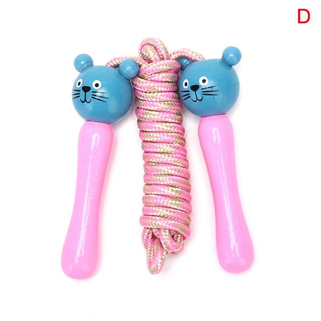 Cute Wood Handle Kids Children Skipping Jump Adjustable Cotton Jump Ropes For Kids Skipping Fitness Rope Wooden Handle Jumping Rope For Children Exercise Workout Activity Stevvex