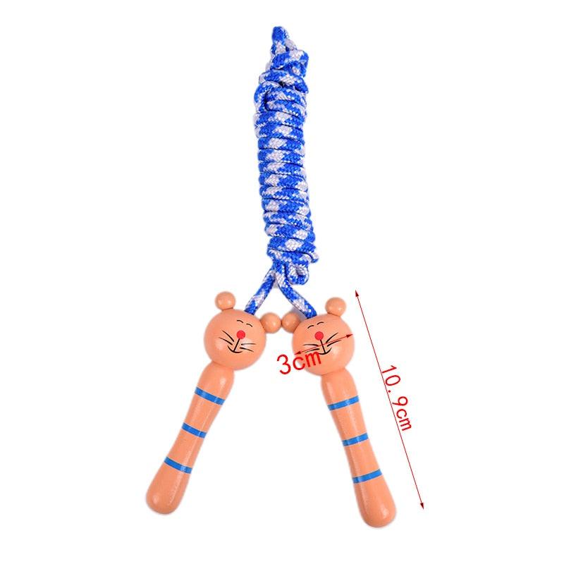 Cute Wood Handle Kids Children Skipping Jump Adjustable Cotton Jump Ropes For Kids Skipping Fitness Rope Wooden Handle Jumping Rope For Children Exercise Workout Activity Stevvex