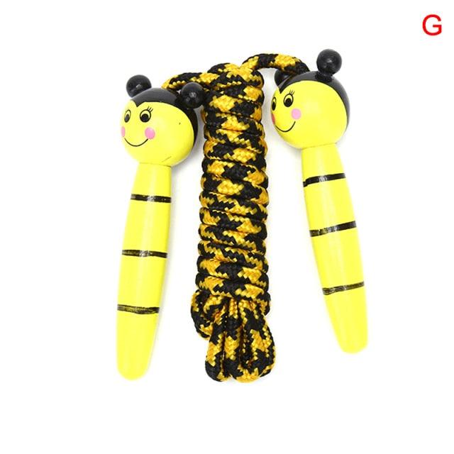 Cute Wood Handle Kids Children Skipping Jump Adjustable Cotton Jump Ropes For Kids Skipping Fitness Rope Wooden Handle Jumping Rope For Children Exercise Workout Activity Stevvex