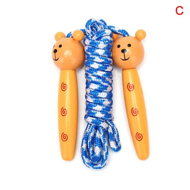 Cute Wood Handle Kids Children Skipping Jump Adjustable Cotton Jump Ropes For Kids Skipping Fitness Rope Wooden Handle Jumping Rope For Children Exercise Workout Activity Stevvex