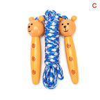 Cute Wood Handle Kids Children Skipping Jump Adjustable Cotton Jump Ropes For Kids Skipping Fitness Rope Wooden Handle Jumping Rope For Children Exercise Workout Activity Stevvex
