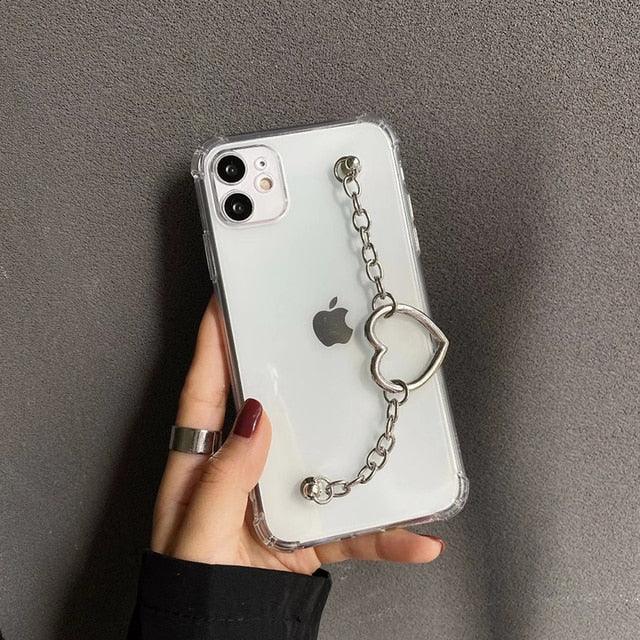 Cute Wrist Strap Butterfly Pendant Phone Case For iPhone 13 12 14Pro Max 8 7 Plus Cases For iPhone 11 Pro Max Elegant Butterfly Theme Transparent Soft Silicone Rubber Phone Case for iPhone Stevvex