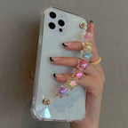 Cute Wrist Strap Butterfly Pendant Phone Case For iPhone 13 12 14Pro Max 8 7 Plus Cases For iPhone 11 Pro Max Elegant Butterfly Theme Transparent Soft Silicone Rubber Phone Case for iPhone Stevvex