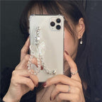 Cute Wrist Strap Butterfly Pendant Phone Case For iPhone 13 12 14Pro Max 8 7 Plus Cases For iPhone 11 Pro Max Elegant Butterfly Theme Transparent Soft Silicone Rubber Phone Case for iPhone Stevvex