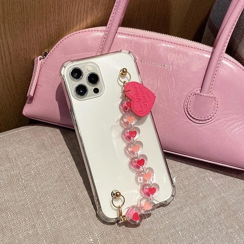Cute Wrist Strap Butterfly Pendant Phone Case For iPhone 13 12 14Pro Max 8 7 Plus Cases For iPhone 11 Pro Max Elegant Butterfly Theme Transparent Soft Silicone Rubber Phone Case for iPhone Stevvex