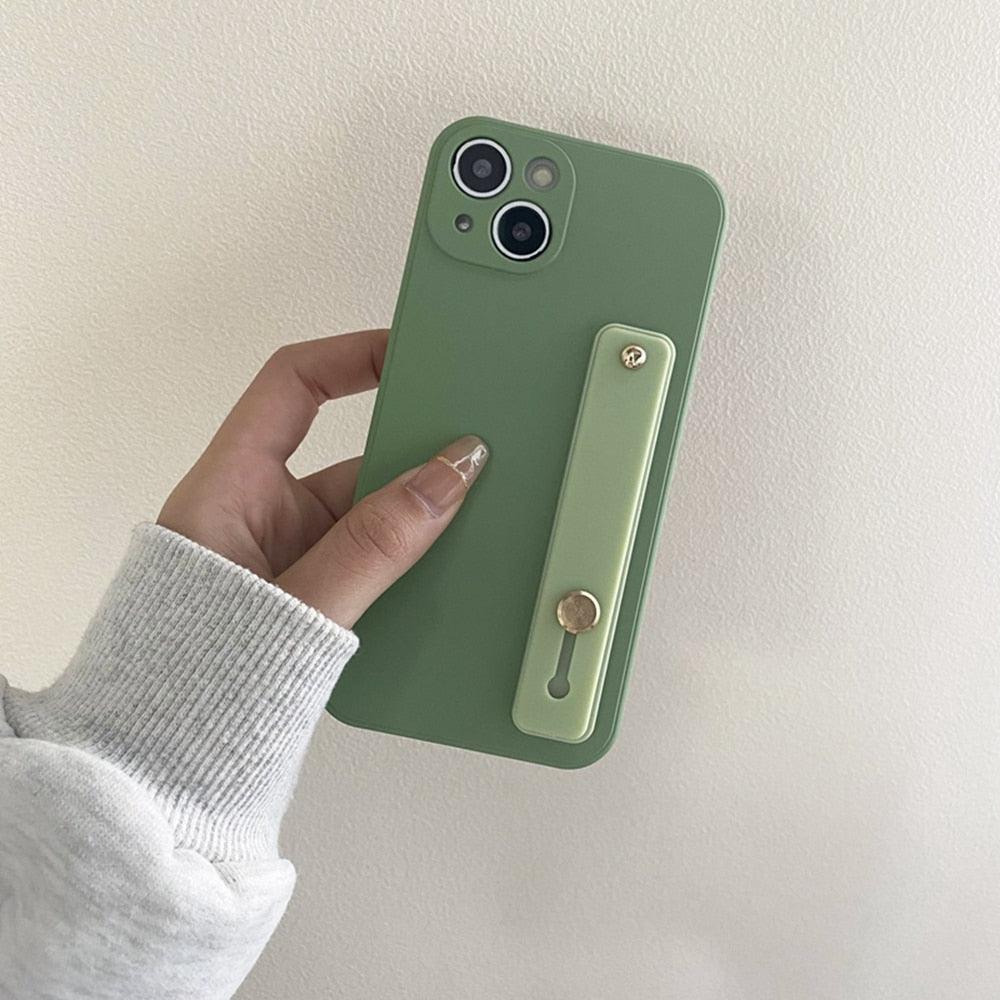 Cute Wrist Strap Soft Silicone Slim Protective Case with Strap Cover Square Silicone Phone Case For iPhone 11 13 12 Pro XR XS Max X 6 6s 7 8 Plus SE2 Candy Colors Soft Back Cover Stevvex