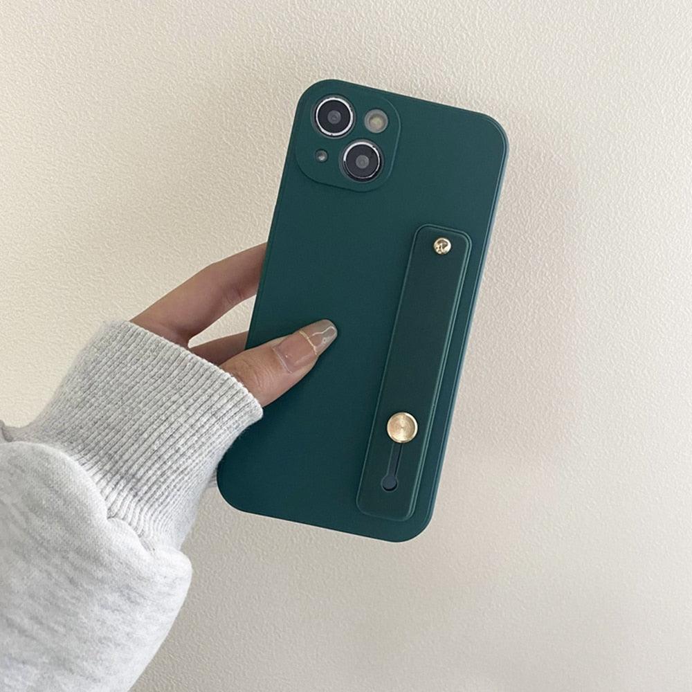 Cute Wrist Strap Soft Silicone Slim Protective Case with Strap Cover Square Silicone Phone Case For iPhone 11 13 12 Pro XR XS Max X 6 6s 7 8 Plus SE2 Candy Colors Soft Back Cover Stevvex