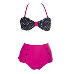 Cutest Retro Swimsuit Swimwear Vintage High Waist Swimsuit For Women Halter 2 Piece Bathing Suit Ruffle Bikini Set Tummy Control Vintage Pin Up High Waist Bikini Set For Women Swimming Bathing Suit S/M/L/XL