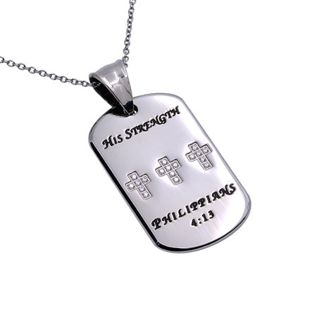 CZ Calvary Dog Tag Necklace KingdomWear