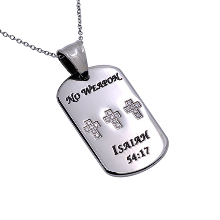 CZ Calvary Dog Tag Necklace KingdomWear