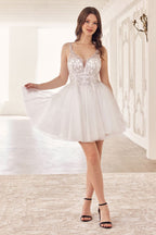 Beaded A-Line Layered Tulle Short Dress Purplish Diva