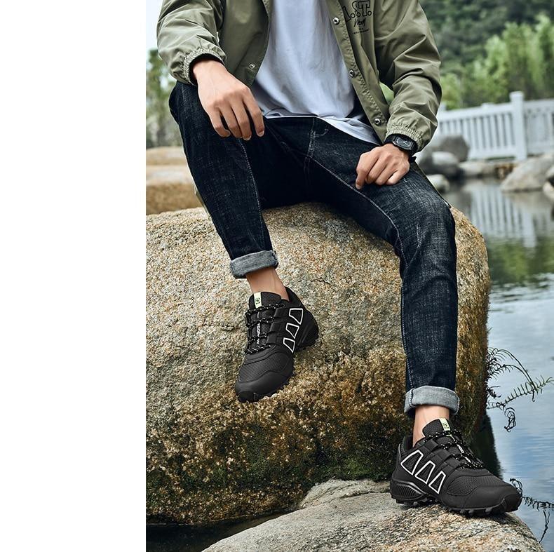 Cycling Mens Waterproof Outdoor Hiking Sneakers Men's Trail Running Shoes Fashion Hiking Sneakers For Men Tennis Cross Training Shoe Mens Casual Outdoor Walking Workout Footwear Stevvex