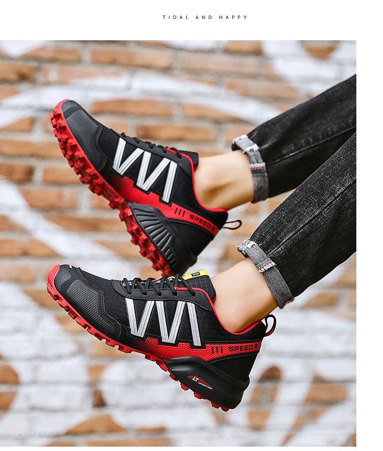 Cycling Mens Waterproof Outdoor Hiking Sneakers Men's Trail Running Shoes Fashion Hiking Sneakers For Men Tennis Cross Training Shoe Mens Casual Outdoor Walking Workout Footwear Stevvex