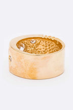 CZ Engraved Textured Gold Band Ring For Women Jewelry
