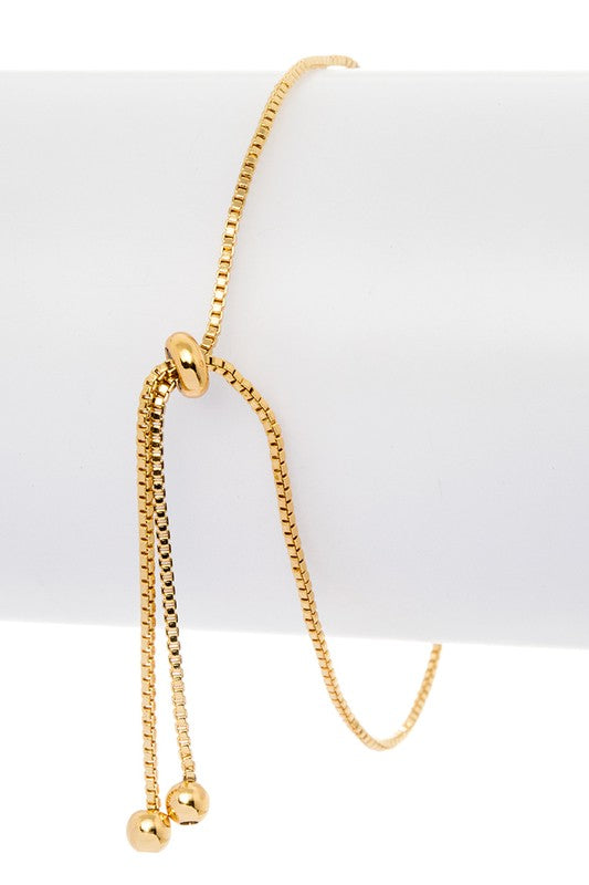 CZ Eternity Bolo Adjustable String Bracelet Gold Plated