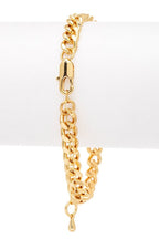 CZ Medallion Charm Stainless Steel Gold Chain Bracelet