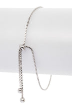 CZ Pave Curved Bar Bolo Bracelet Adjustable Sterling