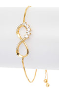 CZ Pavé Eternity Bolo Bracelet Adjustable Gold Tone