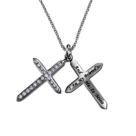 CZ Twin Cross Necklace KingdomWear