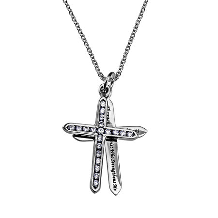 CZ Twin Cross Necklace KingdomWear