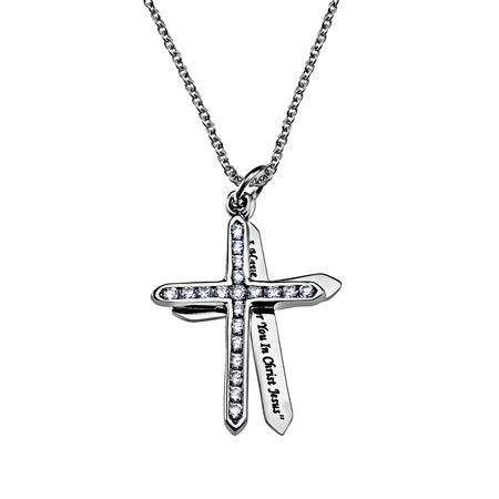 CZ Twin Cross Necklace KingdomWear