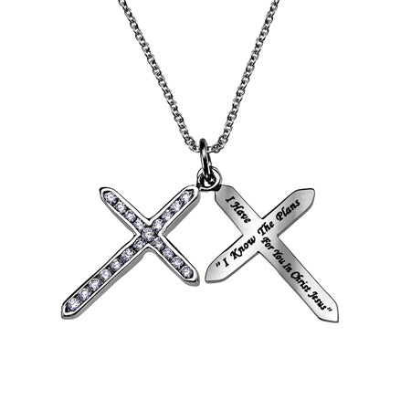 CZ Twin Cross Necklace KingdomWear