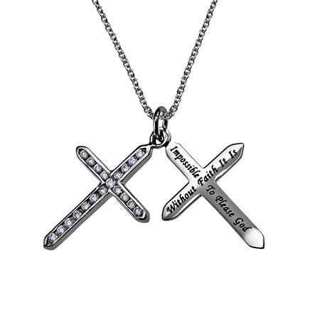 CZ Twin Cross Necklace KingdomWear