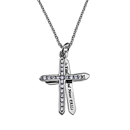 CZ Twin Cross Necklace KingdomWear