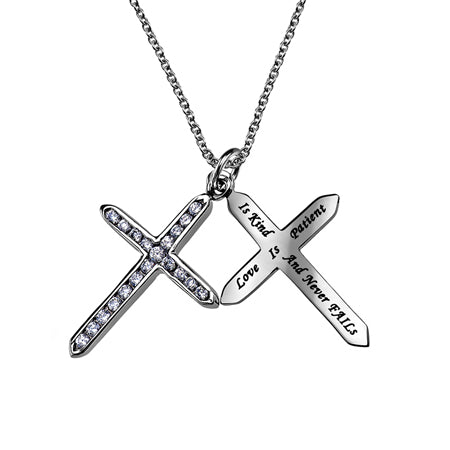 CZ Twin Cross Necklace KingdomWear