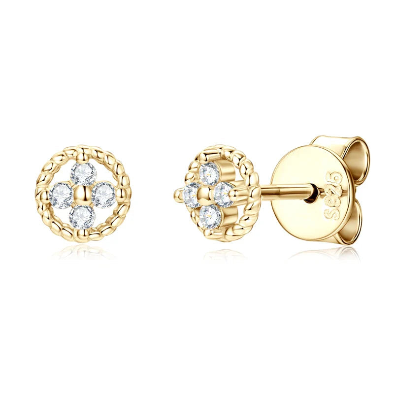 D-Color Moissanite Round Stud Earrings 925 Sterling Silver For Women Party BandsCo Straps