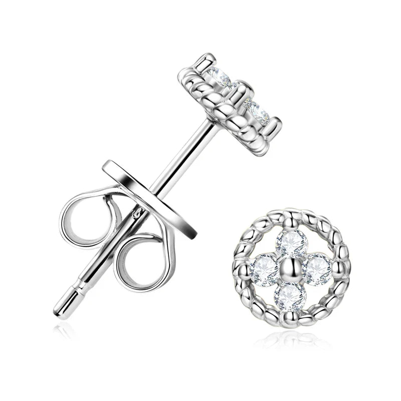 D-Color Moissanite Round Stud Earrings 925 Sterling Silver For Women Party BandsCo Straps