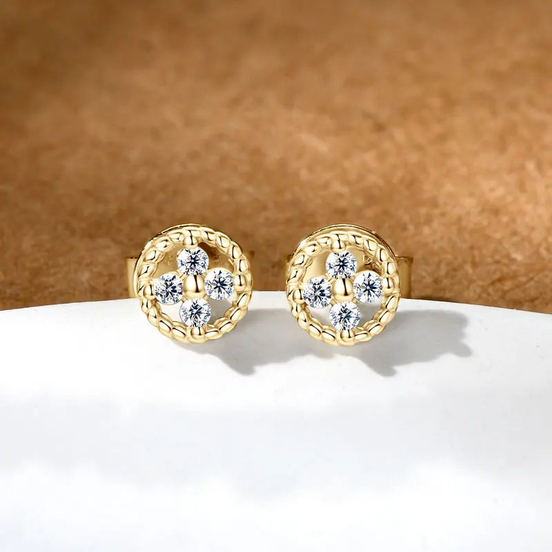 D-Color Moissanite Round Stud Earrings 925 Sterling Silver For Women Party BandsCo Straps