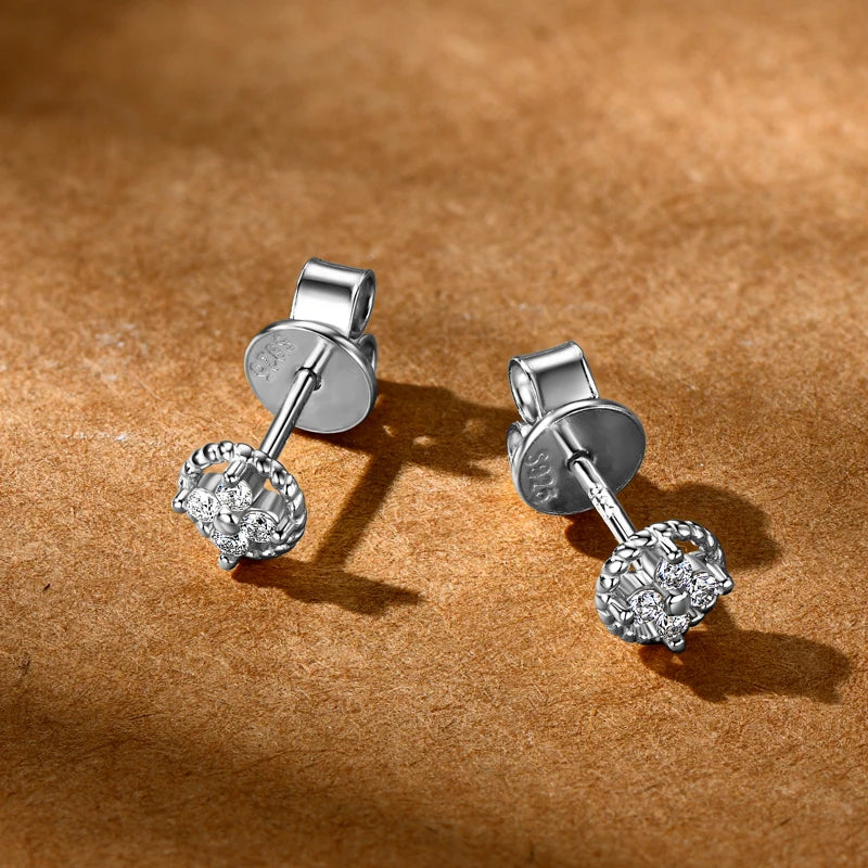 D-Color Moissanite Round Stud Earrings 925 Sterling Silver For Women Party BandsCo Straps