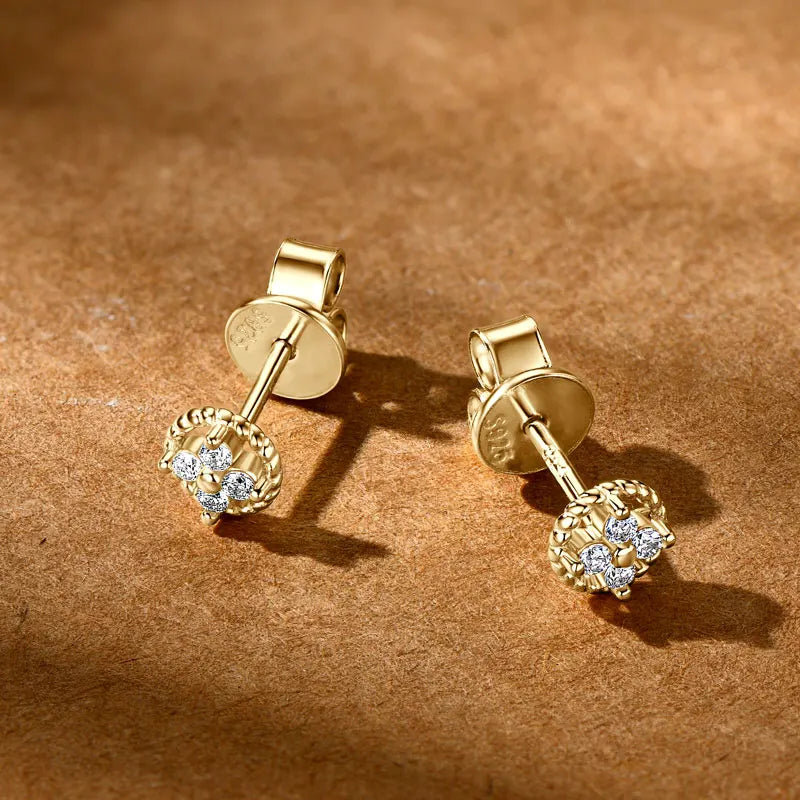 D-Color Moissanite Round Stud Earrings 925 Sterling Silver For Women Party BandsCo Straps
