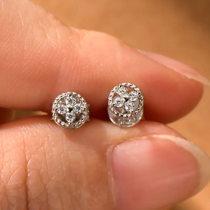 D-Color Moissanite Round Stud Earrings 925 Sterling Silver For Women Party BandsCo Straps