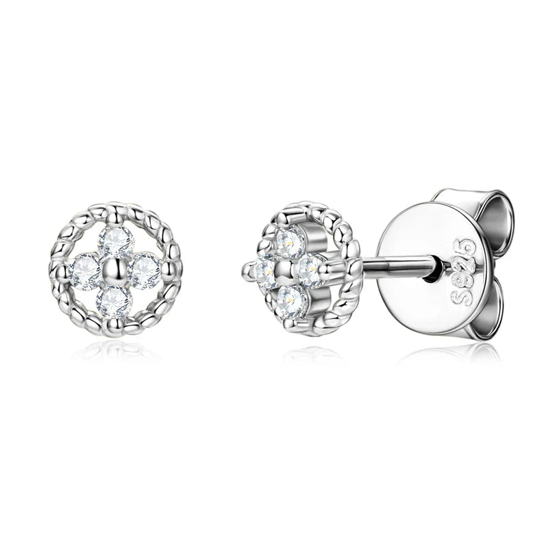 D-Color Moissanite Round Stud Earrings 925 Sterling Silver For Women Party BandsCo Straps
