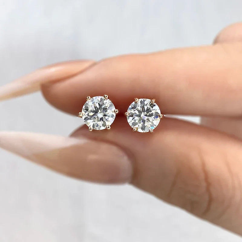 D Color Moissanite Stud Earrings 0.1-2ct Certified Lab Created 925 Sterling BandsCo Straps