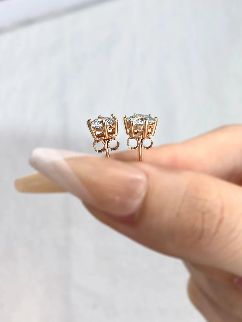 D Color Moissanite Stud Earrings 0.1-2ct Certified Lab Created 925 Sterling BandsCo Straps