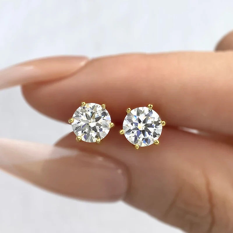 D Color Moissanite Stud Earrings 0.1-2ct Certified Lab Created 925 Sterling BandsCo Straps