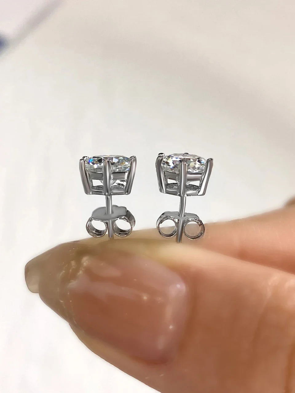 D Color Moissanite Stud Earrings 0.1-2ct Certified Lab Created 925 Sterling BandsCo Straps