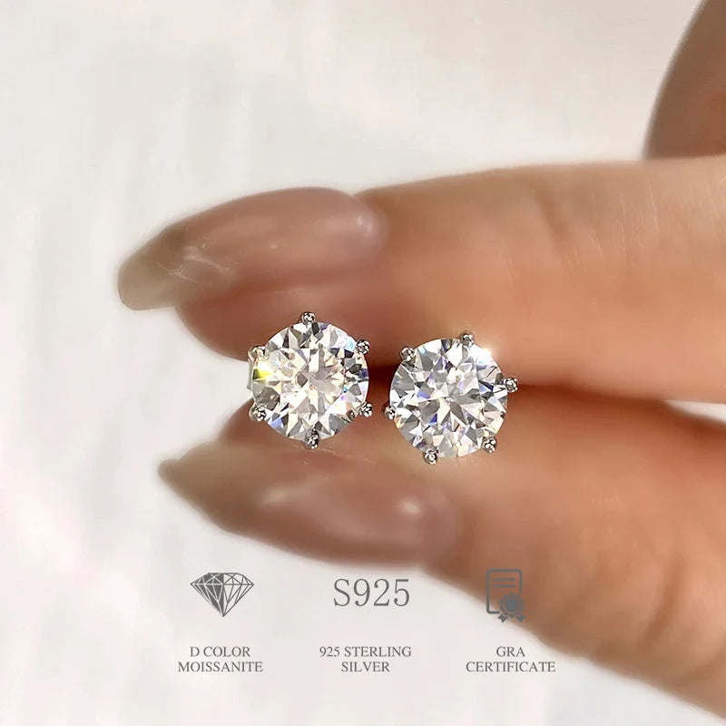 D Color Moissanite Stud Earrings 0.1-2ct Certified Lab Created 925 Sterling BandsCo Straps