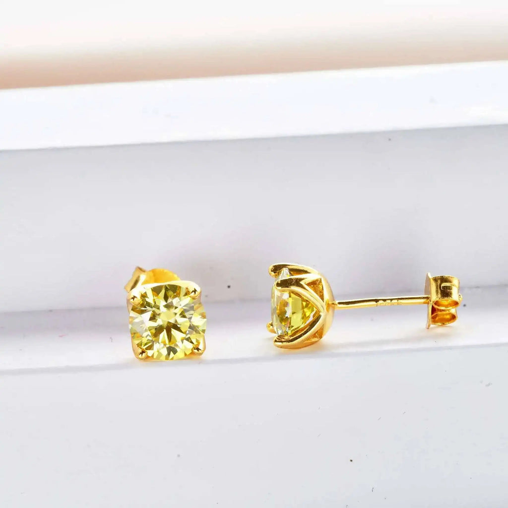 D Color Moissanite Stud Earrings 925 Sterling Silver 18K Gold Plated for Women BandsCo Straps
