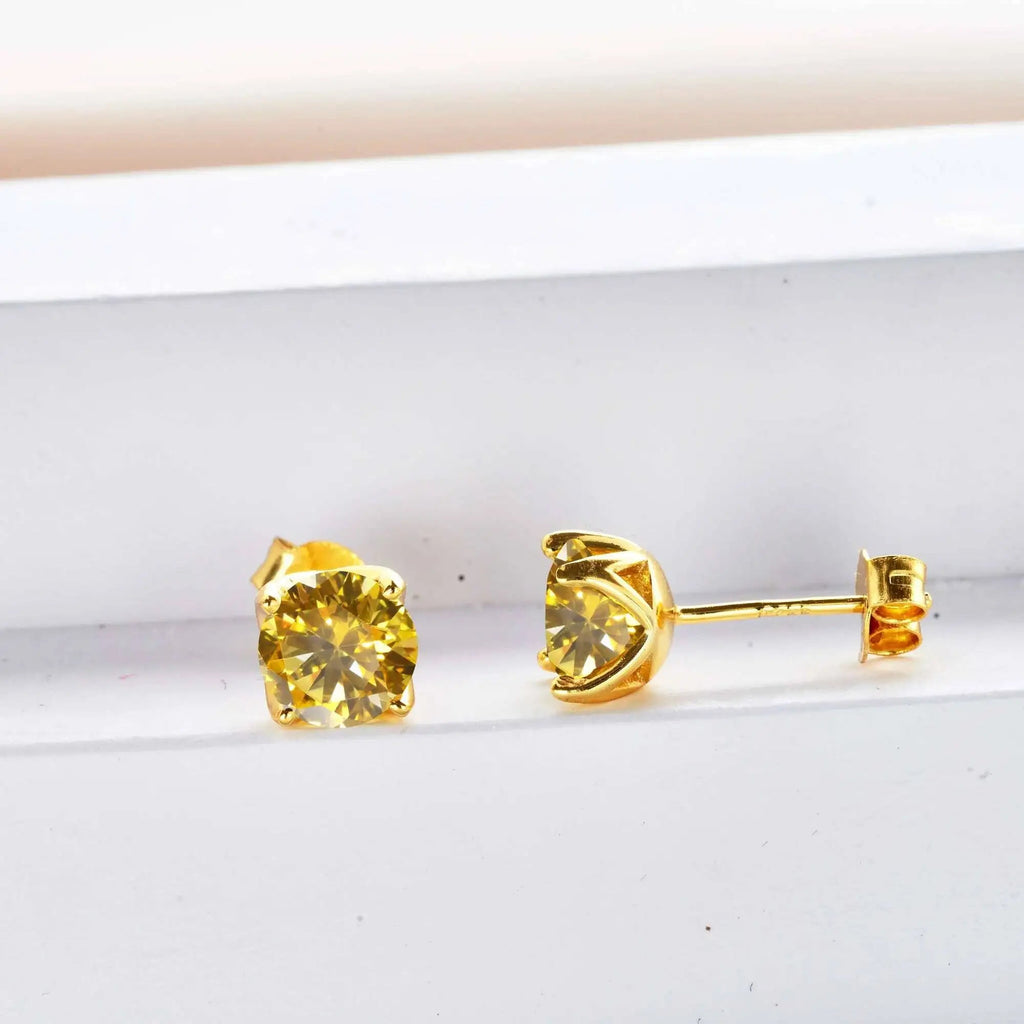 D Color Moissanite Stud Earrings 925 Sterling Silver 18K Gold Plated for Women BandsCo Straps