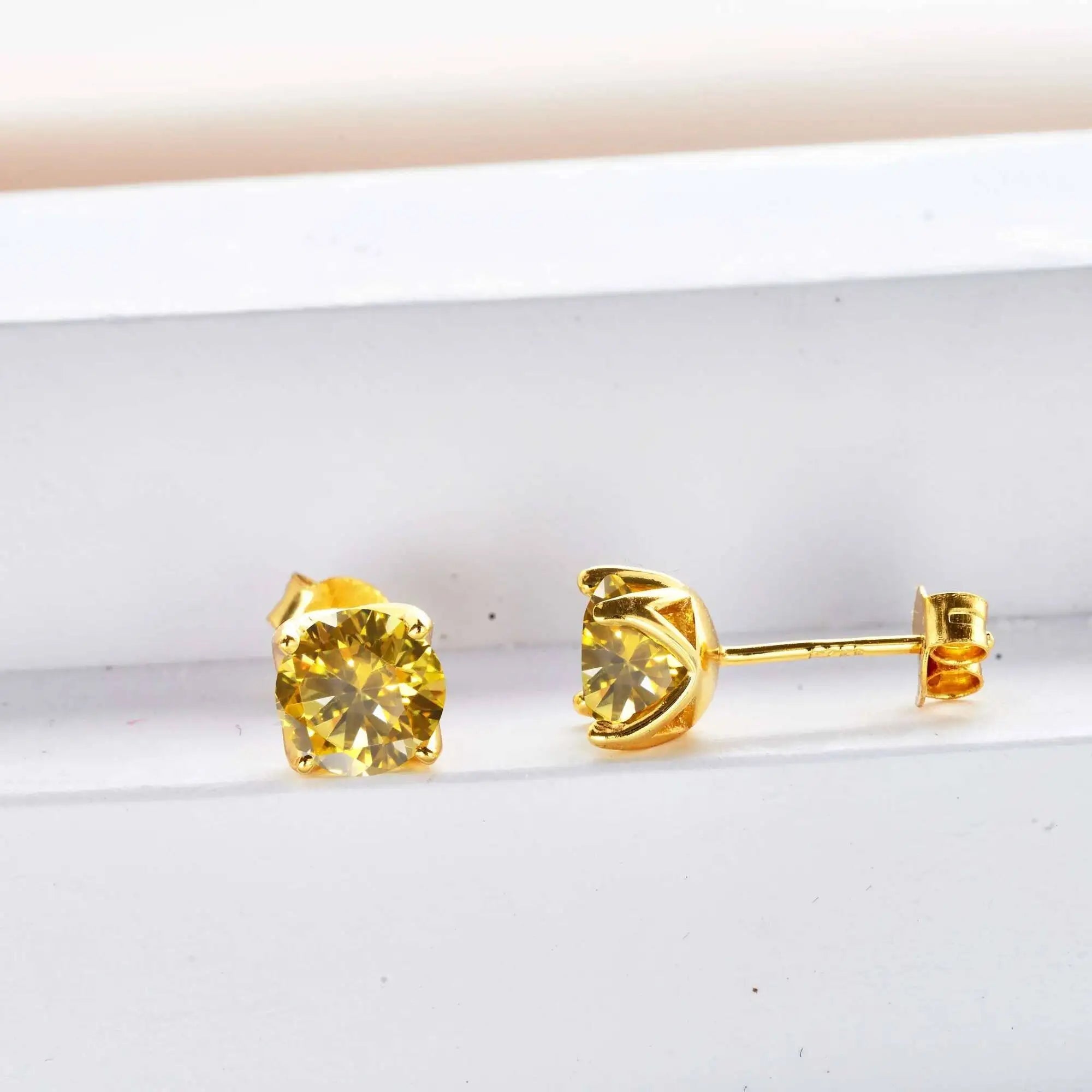 D Color Moissanite Stud Earrings 925 Sterling Silver 18K Gold Plated for Women BandsCo Straps