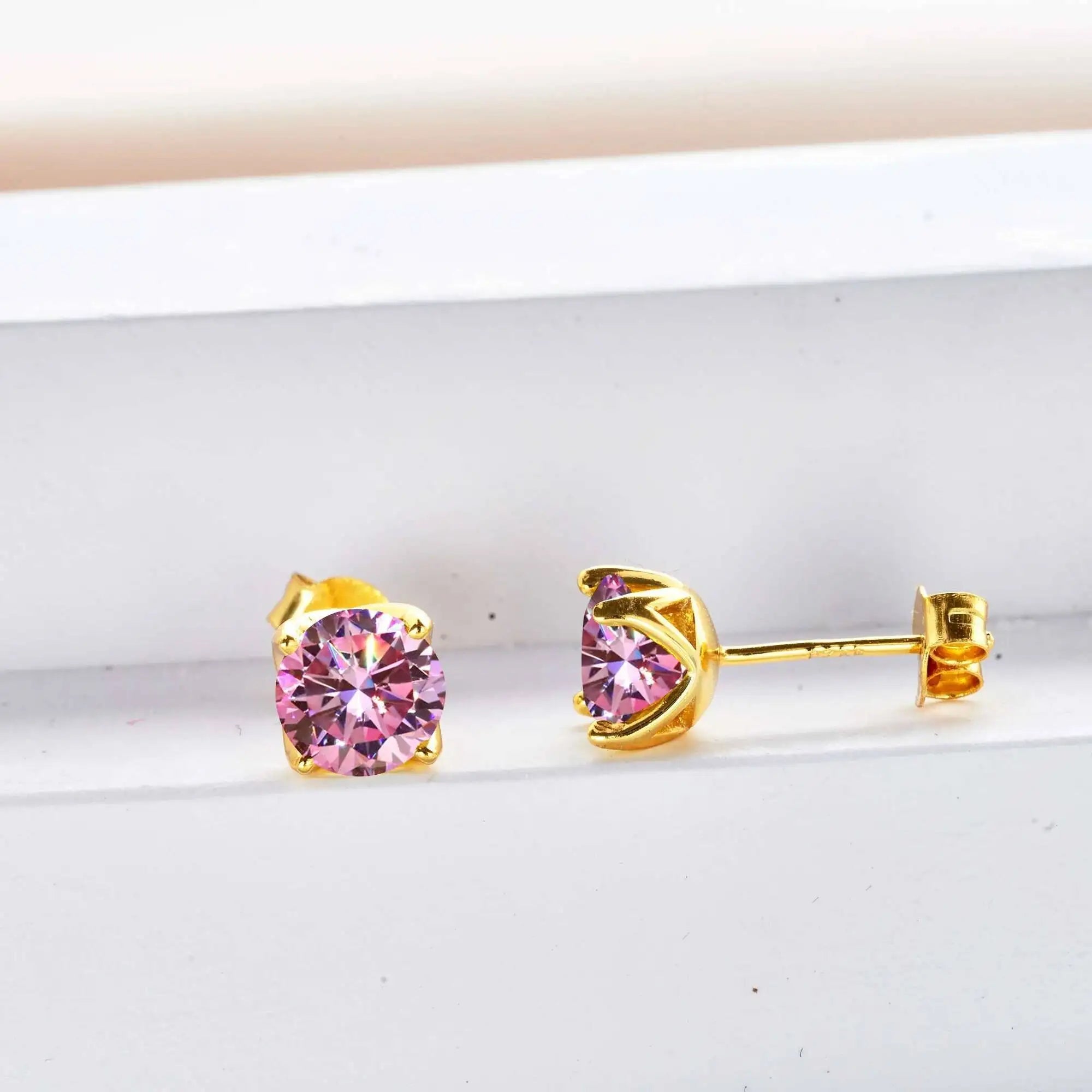 D Color Moissanite Stud Earrings 925 Sterling Silver 18K Gold Plated for Women BandsCo Straps