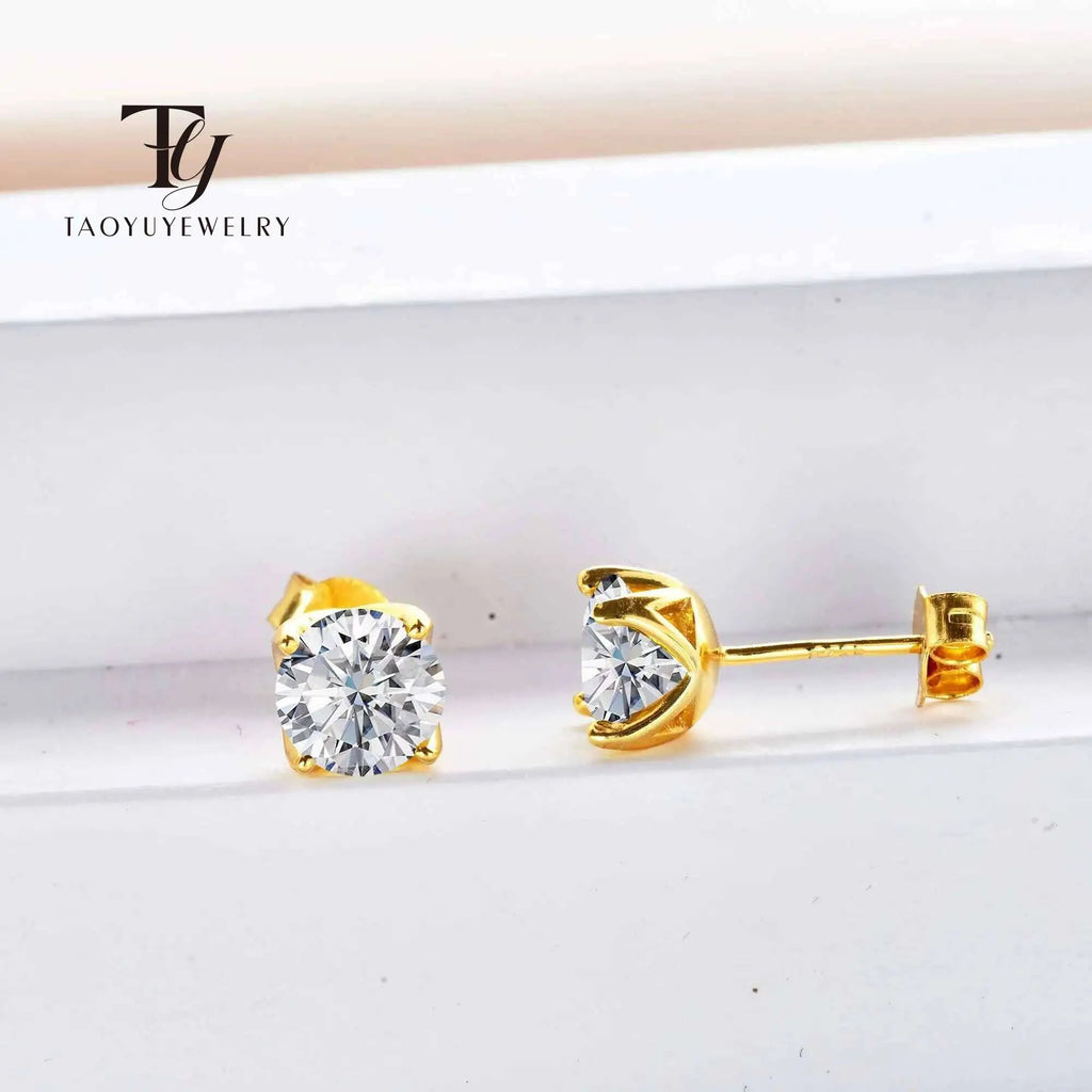 D Color Moissanite Stud Earrings 925 Sterling Silver 18K Gold Plated for Women BandsCo Straps