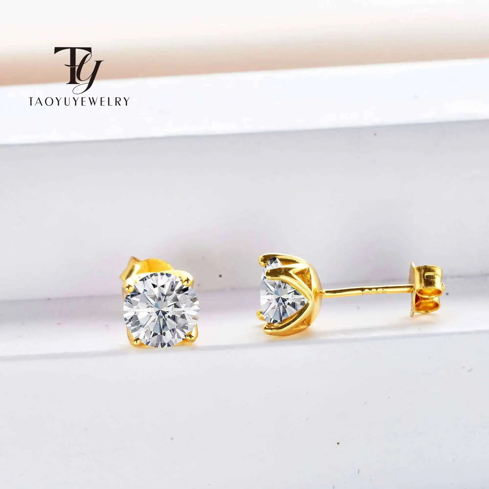 D Color Moissanite Stud Earrings 925 Sterling Silver 18K Gold Plated for Women BandsCo Straps